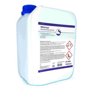 Flächendesifnektion REGOsept. Konzentrat zur Flächendesinfektion und Reinigung. Alkoholfrei und parfümfrei. Wirkt bakterizid, fungizid und Virus inaktivierend (behüllte Viren)